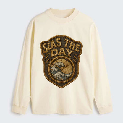 Seas The Day  - Classic Long Sleeve Shirt - Beige