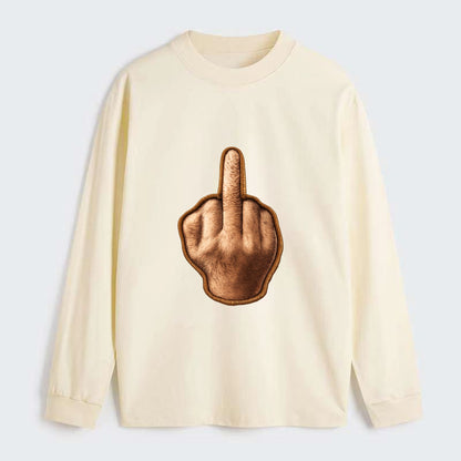 MIDDLE FINGER - hand gesture in skin tone , attitude - Classic Long Sleeve Shirt - Beige