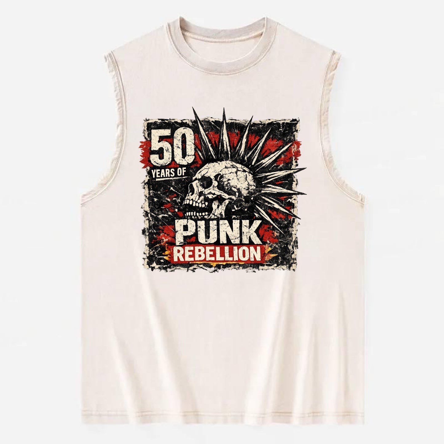 MOHAWK RISING | Spiked hair silhouette | Liberty spikes | Punk identity | - Vintage Washed Tank - Beige