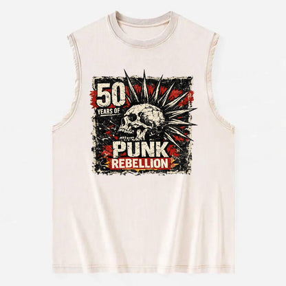 MOHAWK RISING | Spiked hair silhouette | Liberty spikes | Punk identity | - Vintage Washed Tank - Beige