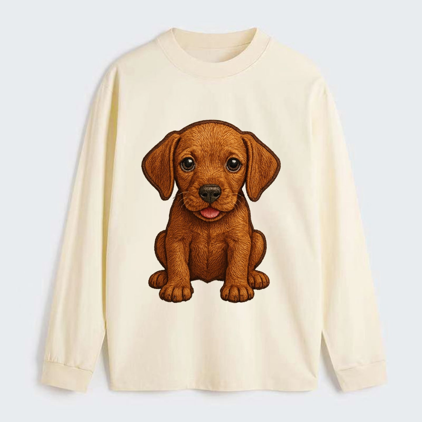 Baby Vizsla Puppy - golden rust coat, soulful eyes, athletic build, - Classic Long Sleeve Shirt - Beige