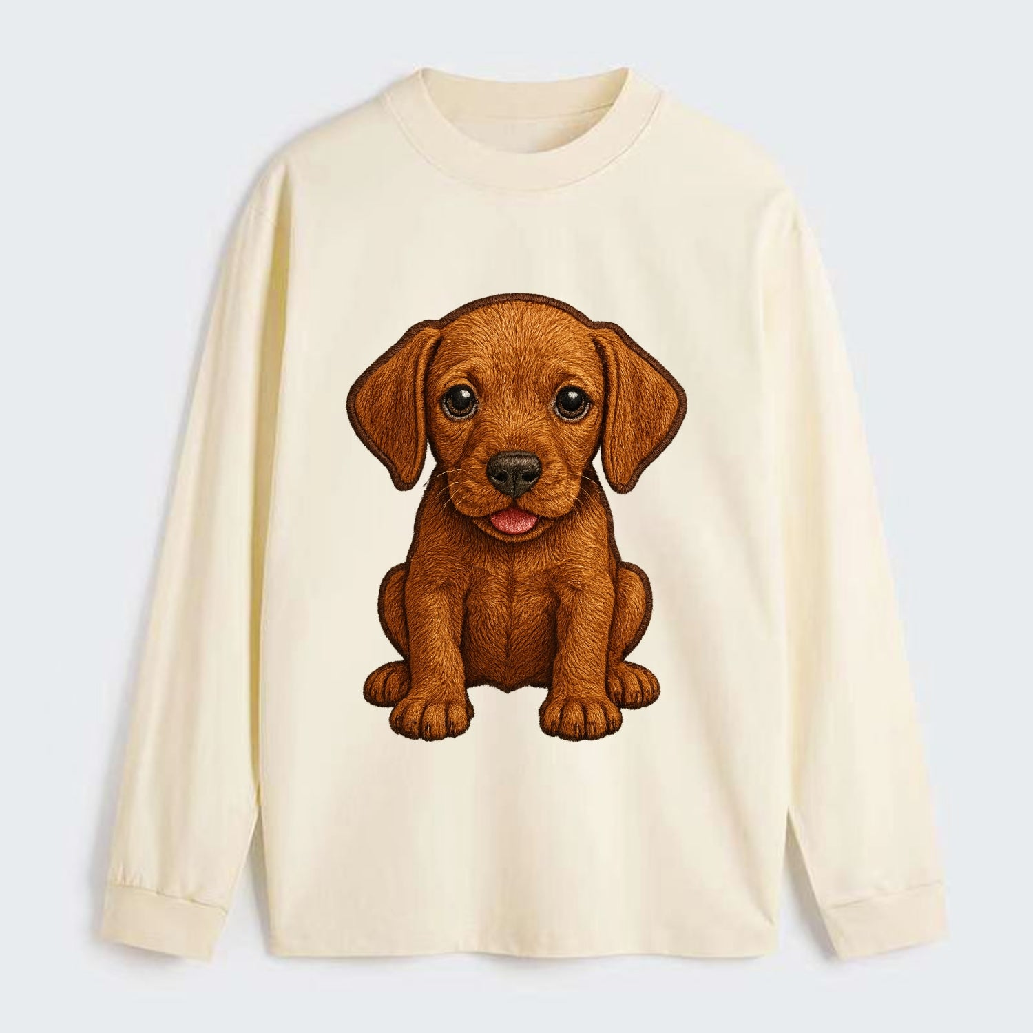 Baby Vizsla Puppy - golden rust coat, soulful eyes, athletic build, - Classic Long Sleeve Shirt - Beige