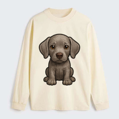 Baby Weimaraner Puppy - silver-gray coat, amber eyes, sleek body, - Classic Long Sleeve Shirt - Beige