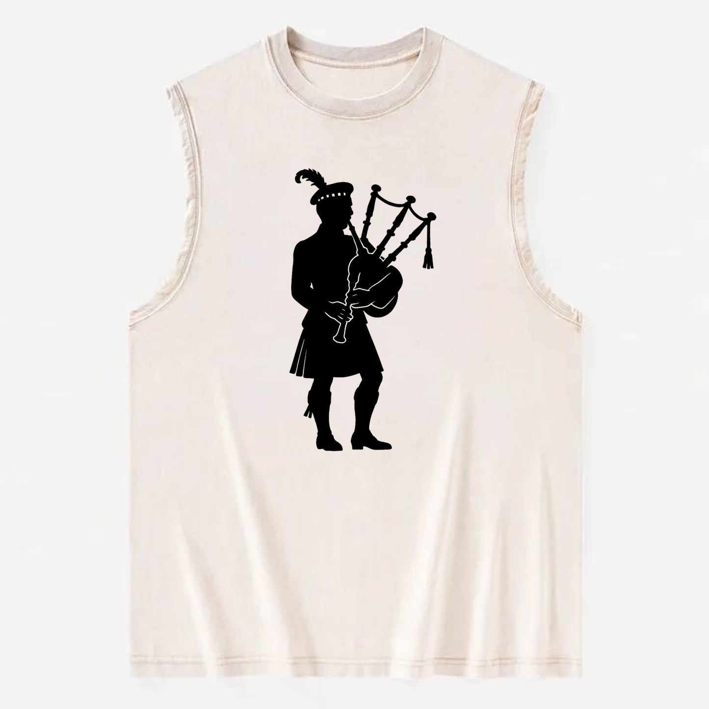 Bagpiper in traditional stance - Vintage Washed Tank - Beige