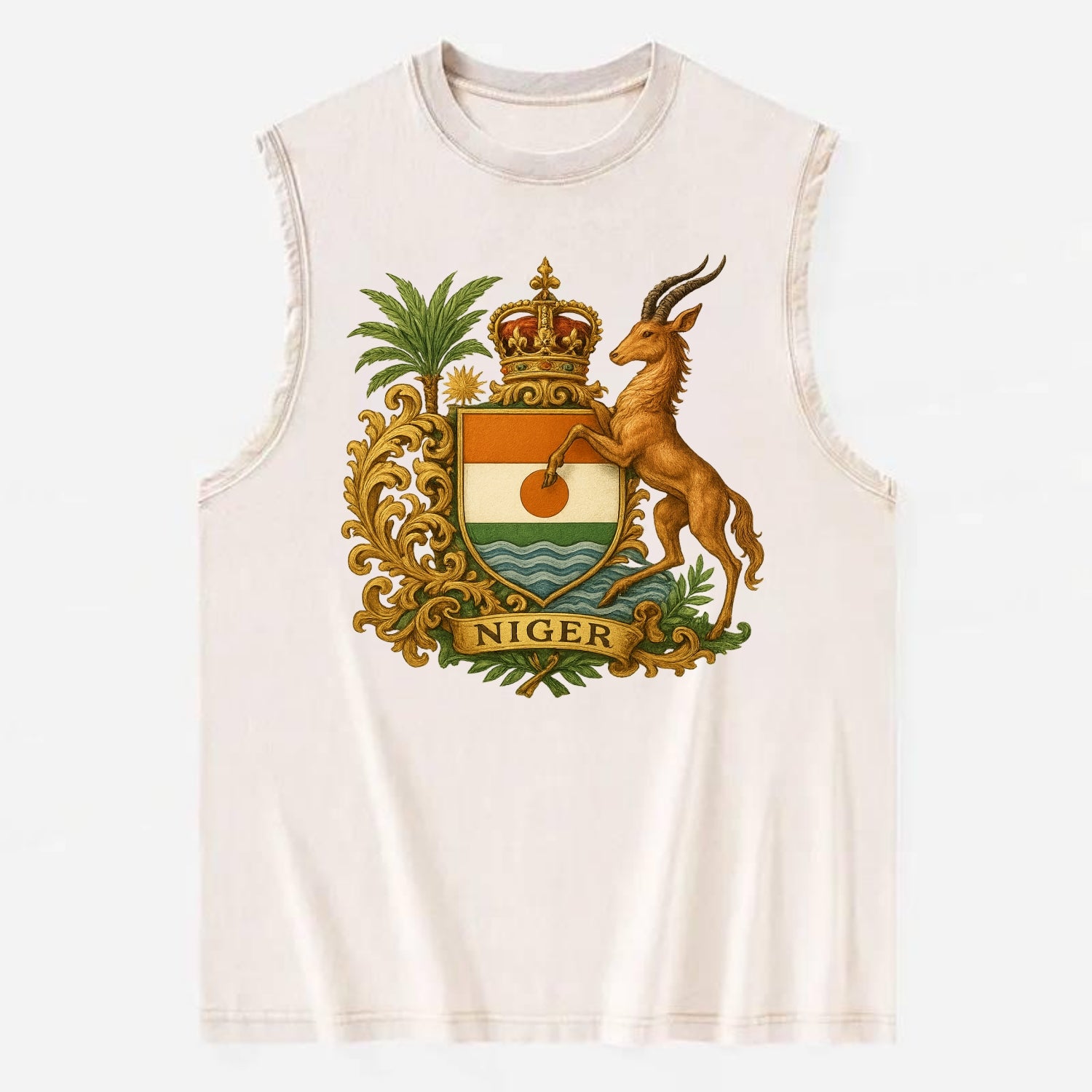 Niger Heritage Badge  - Vintage Washed Tank - Beige