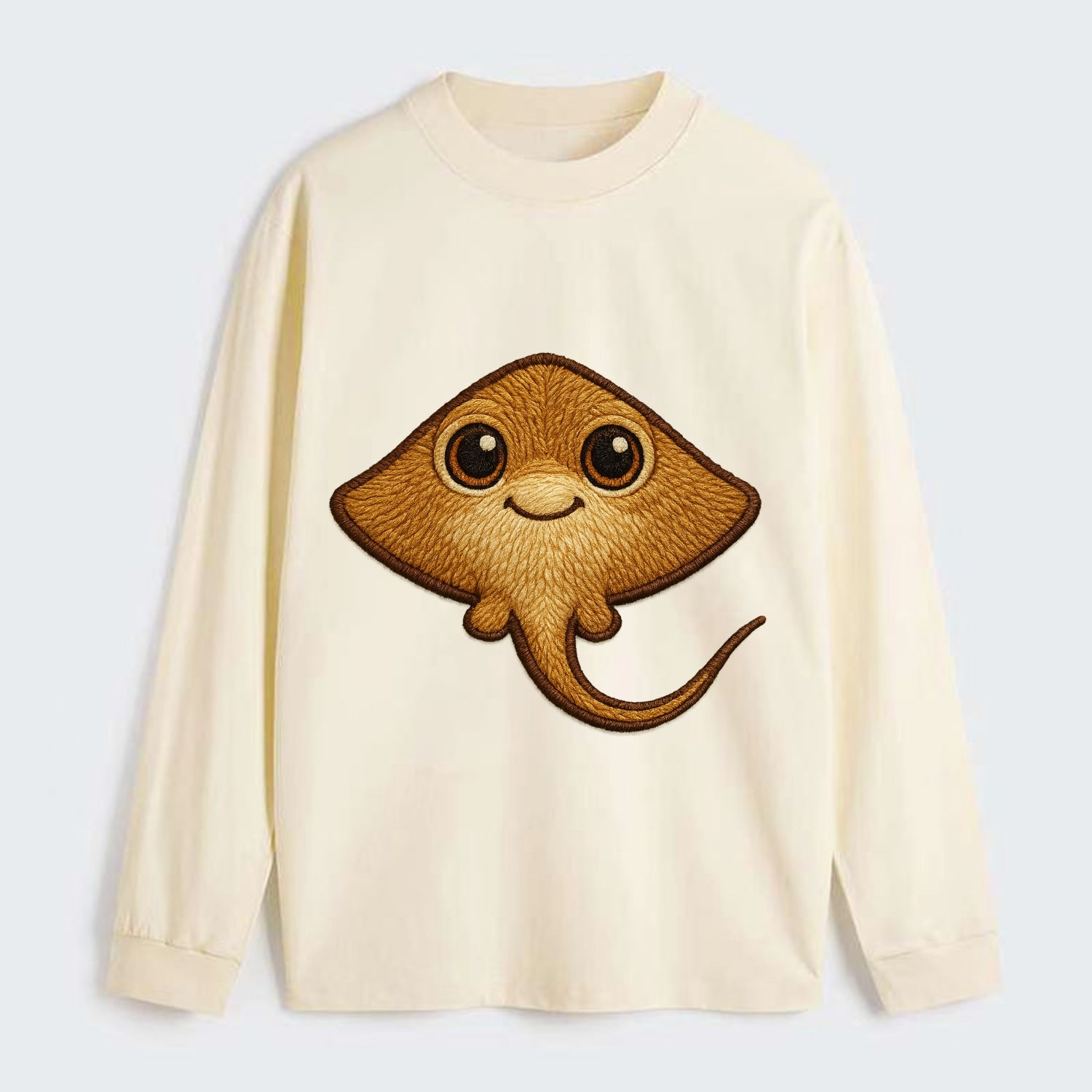 Baby Stingray - flat body, long tail, eyes on top, front-facing, - Classic Long Sleeve Shirt - Beige