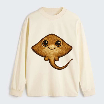 Baby Stingray - flat body, long tail, eyes on top, front-facing, - Classic Long Sleeve Shirt - Beige