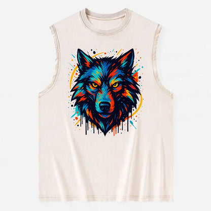 Alpha Wolf Leader  - Vintage Washed Tank - Beige