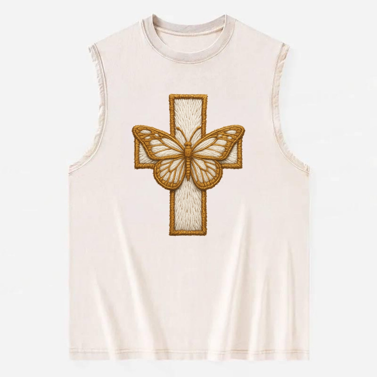 Resurrection Cross  - Vintage Washed Tank - Beige