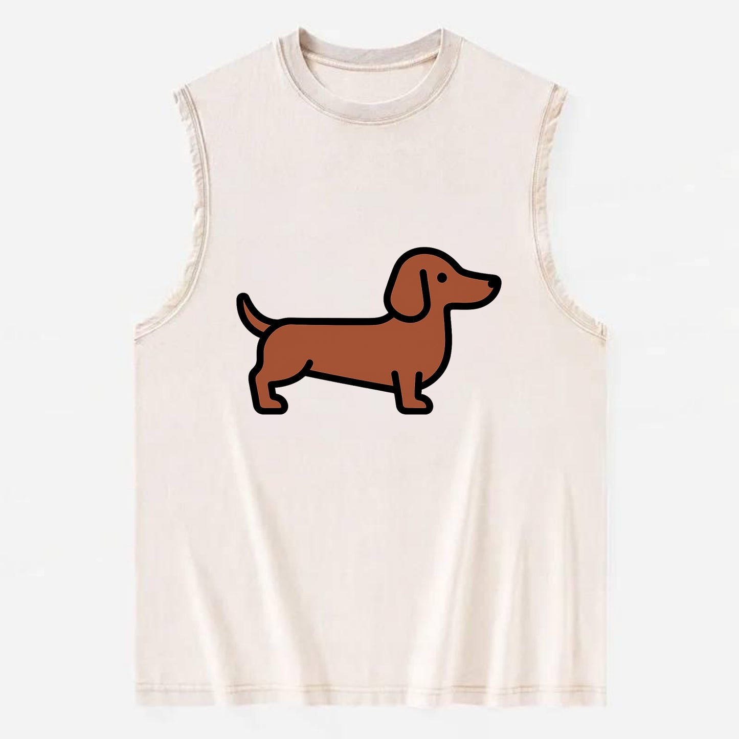 Dachshund - Red/brown smooth flat side profile - Vintage Washed Tank - Beige