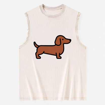 Dachshund - Red/brown smooth flat side profile - Vintage Washed Tank - Beige