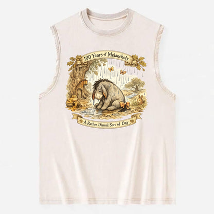 GLOOMY GLEN | Droopy figure in rain | Tattered tail bow | Pessimistic poetry - Vintage Washed Tank - Beige