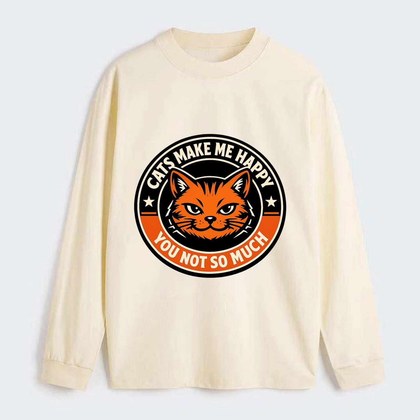 Joyful Whiskers Emblem - Classic Long Sleeve Shirt - Beige