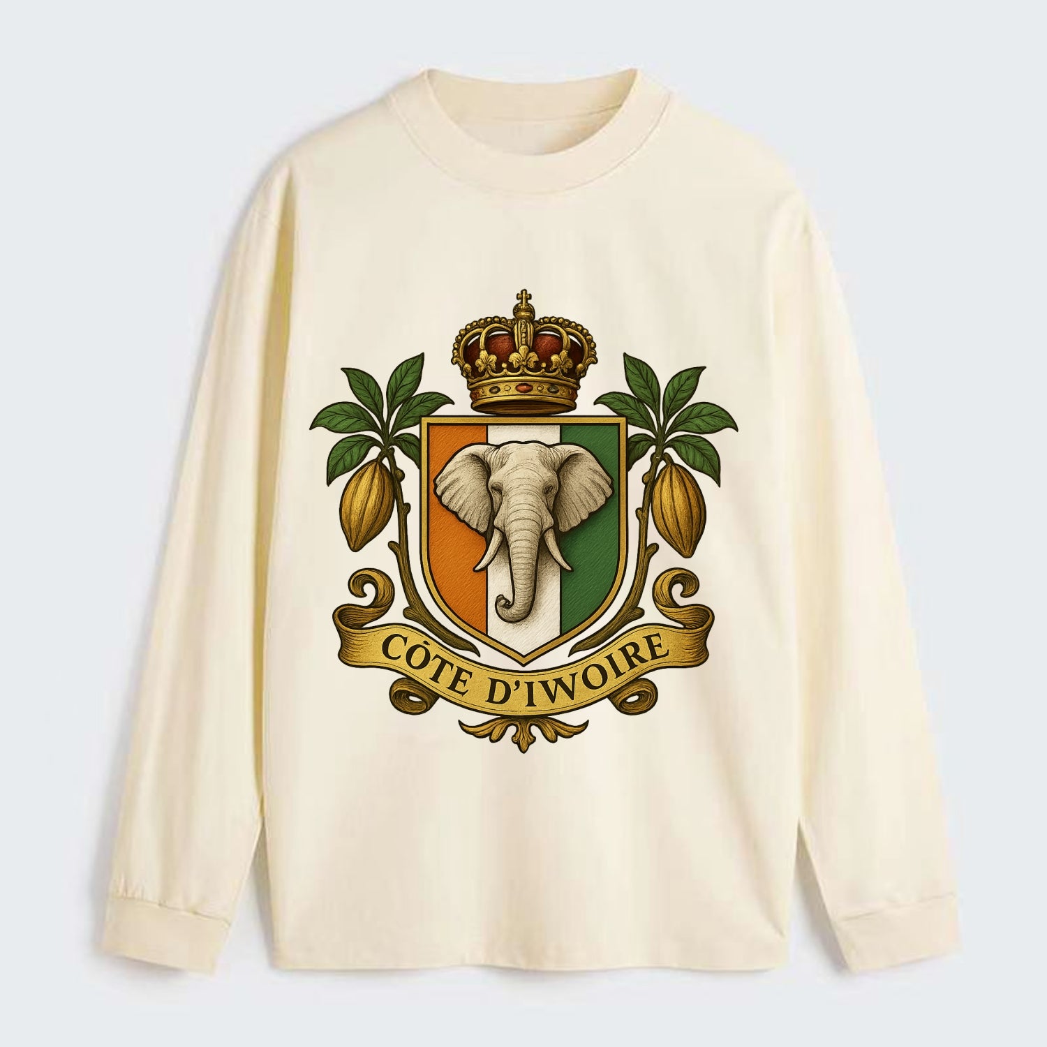 Ivory Coast Royal Logo - Classic Long Sleeve Shirt - Beige