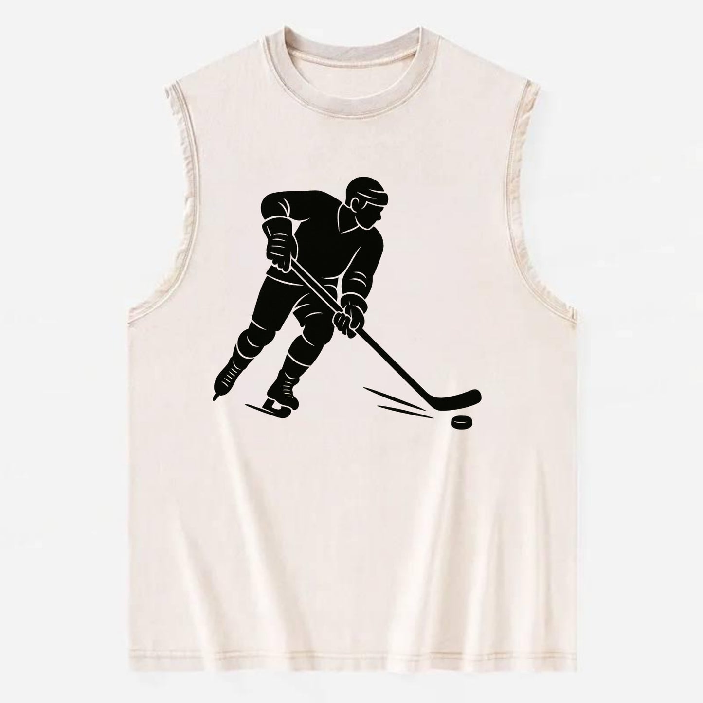 Ice hockey player shooting puck - Vintage Washed Tank - Beige