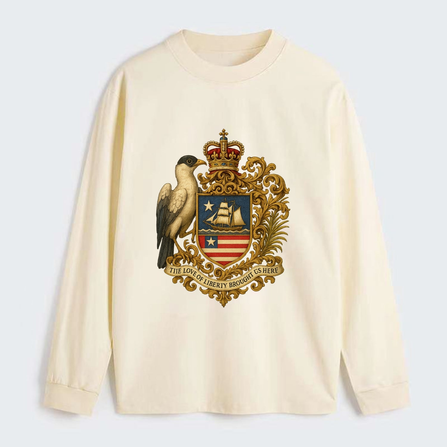 Liberia Pepper Bird Emblem - Classic Long Sleeve Shirt - Beige