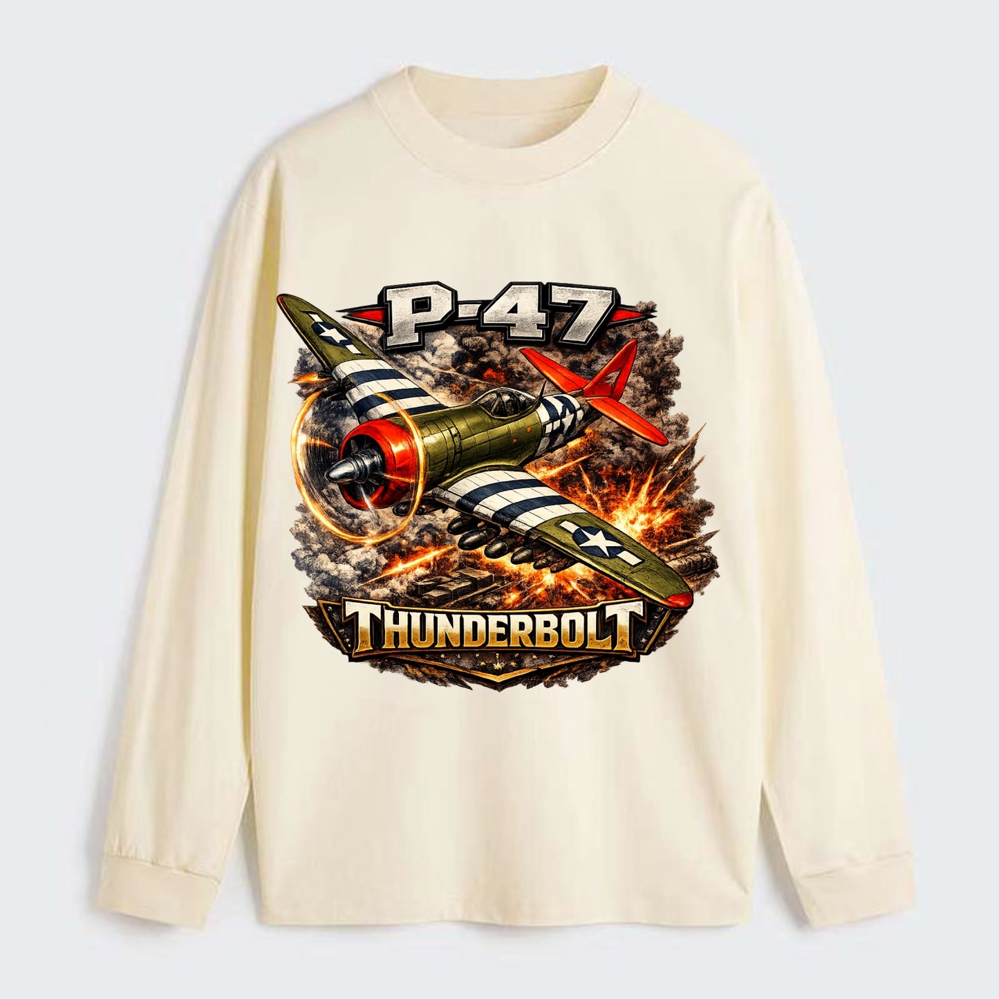 P 47 Thunderbolt - Classic Long Sleeve Shirt - Beige