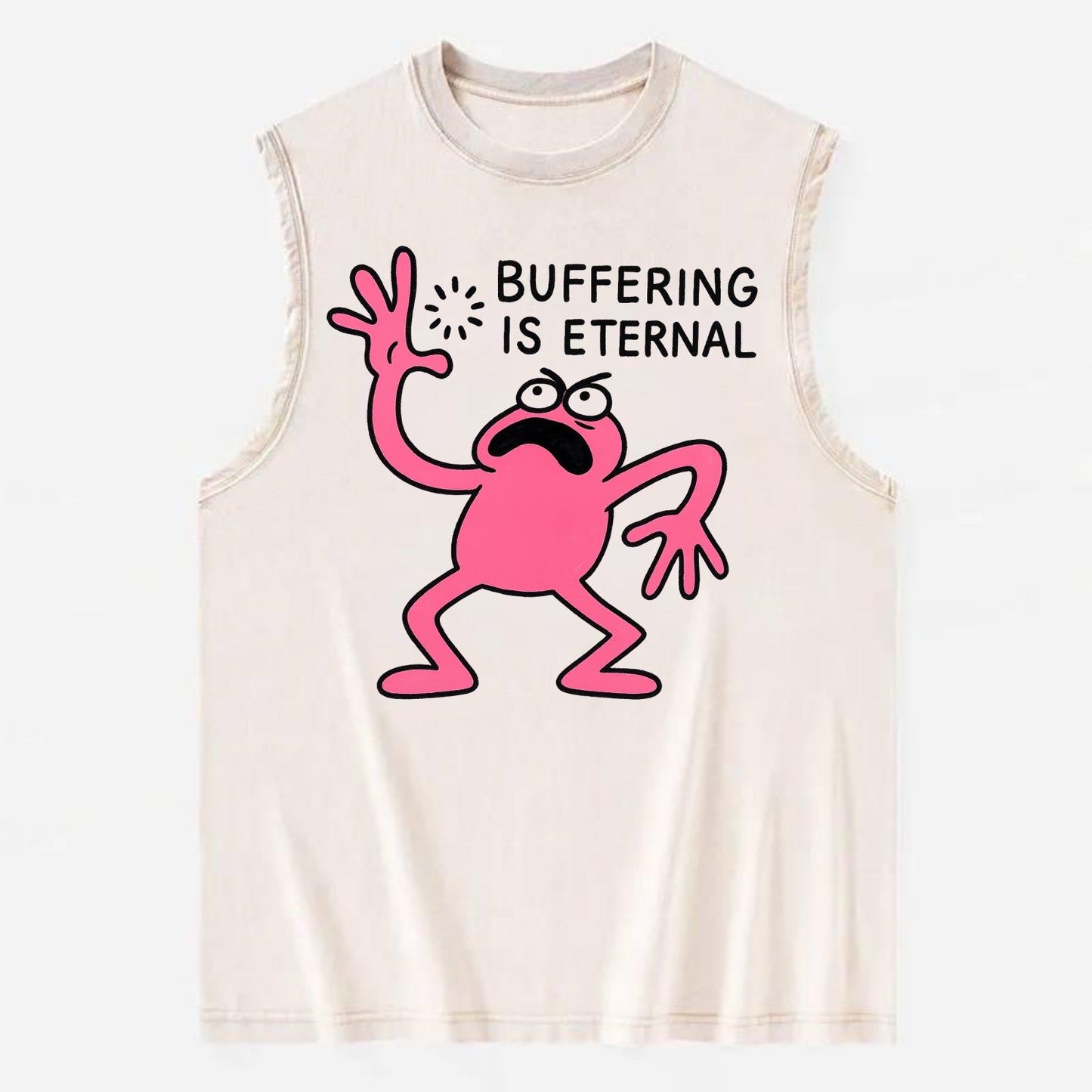 BUFFERING IS ETERNAL | Loading circle dizzy - Vintage Washed Tank - Beige