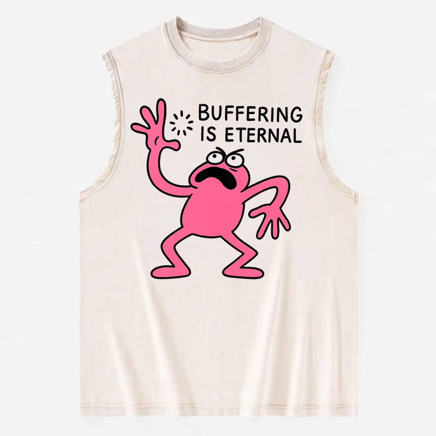 BUFFERING IS ETERNAL | Loading circle dizzy - Vintage Washed Tank - Beige