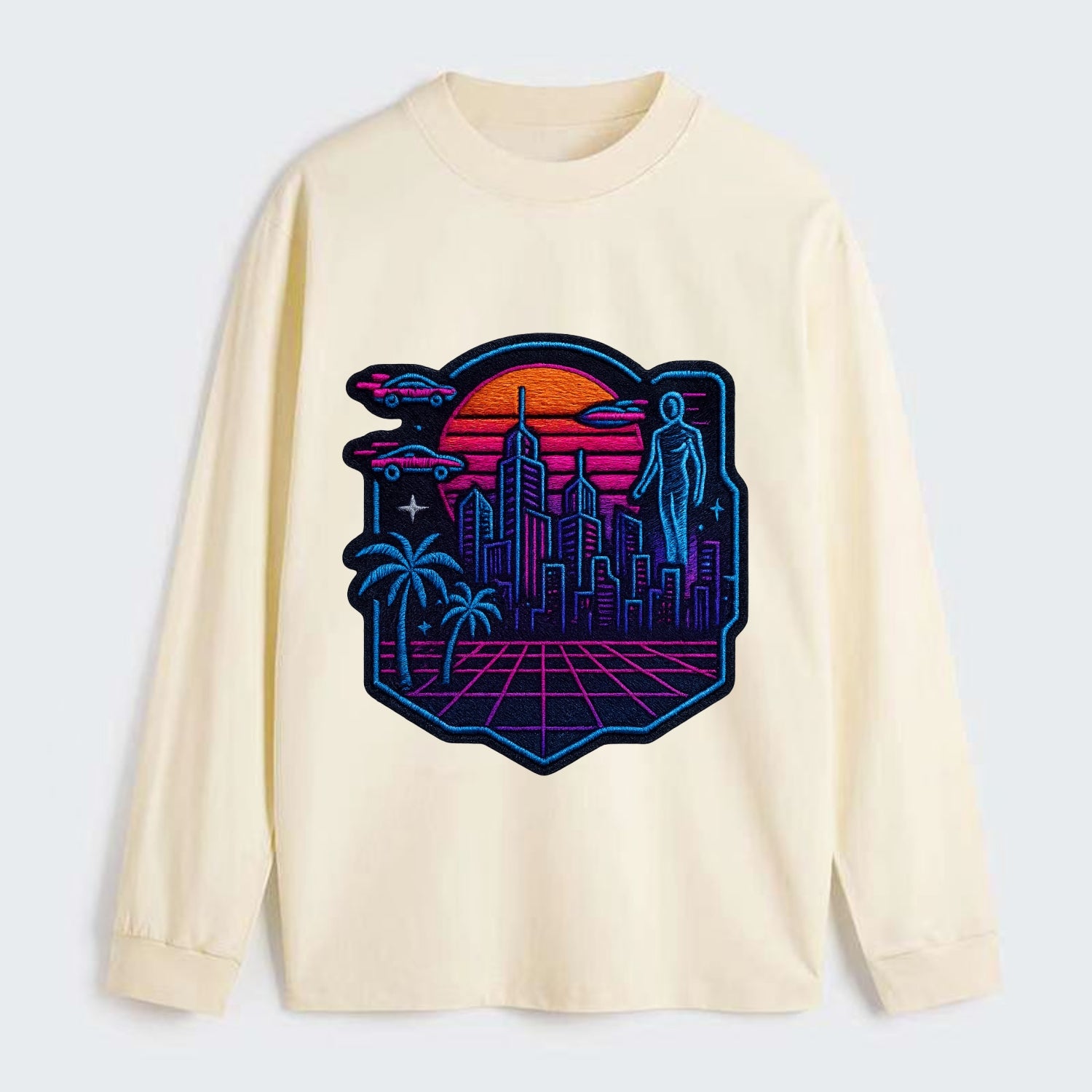 Cyberpunk City - Classic Long Sleeve Shirt - Beige