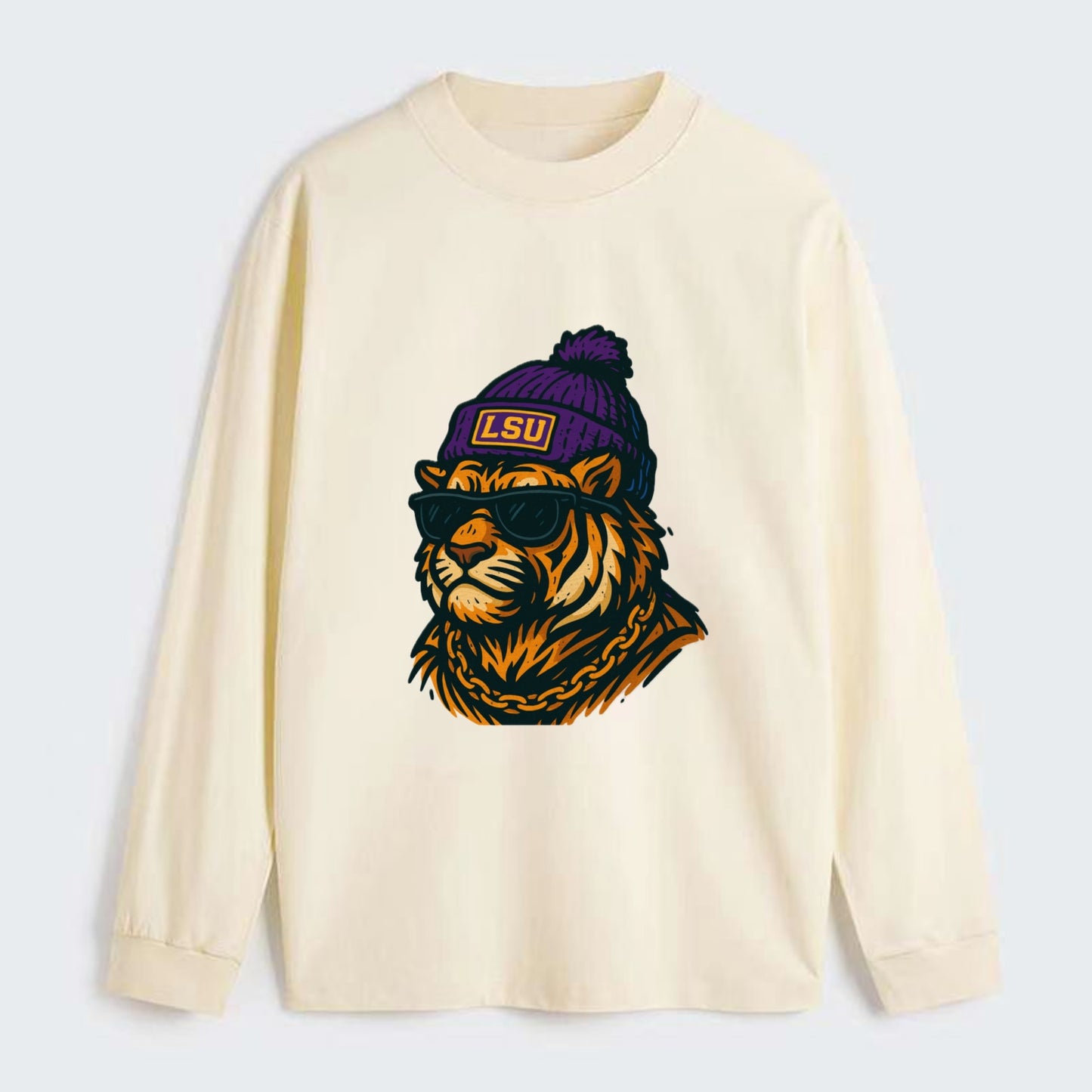 LSU Mike Tiger - Classic Long Sleeve Shirt - Beige