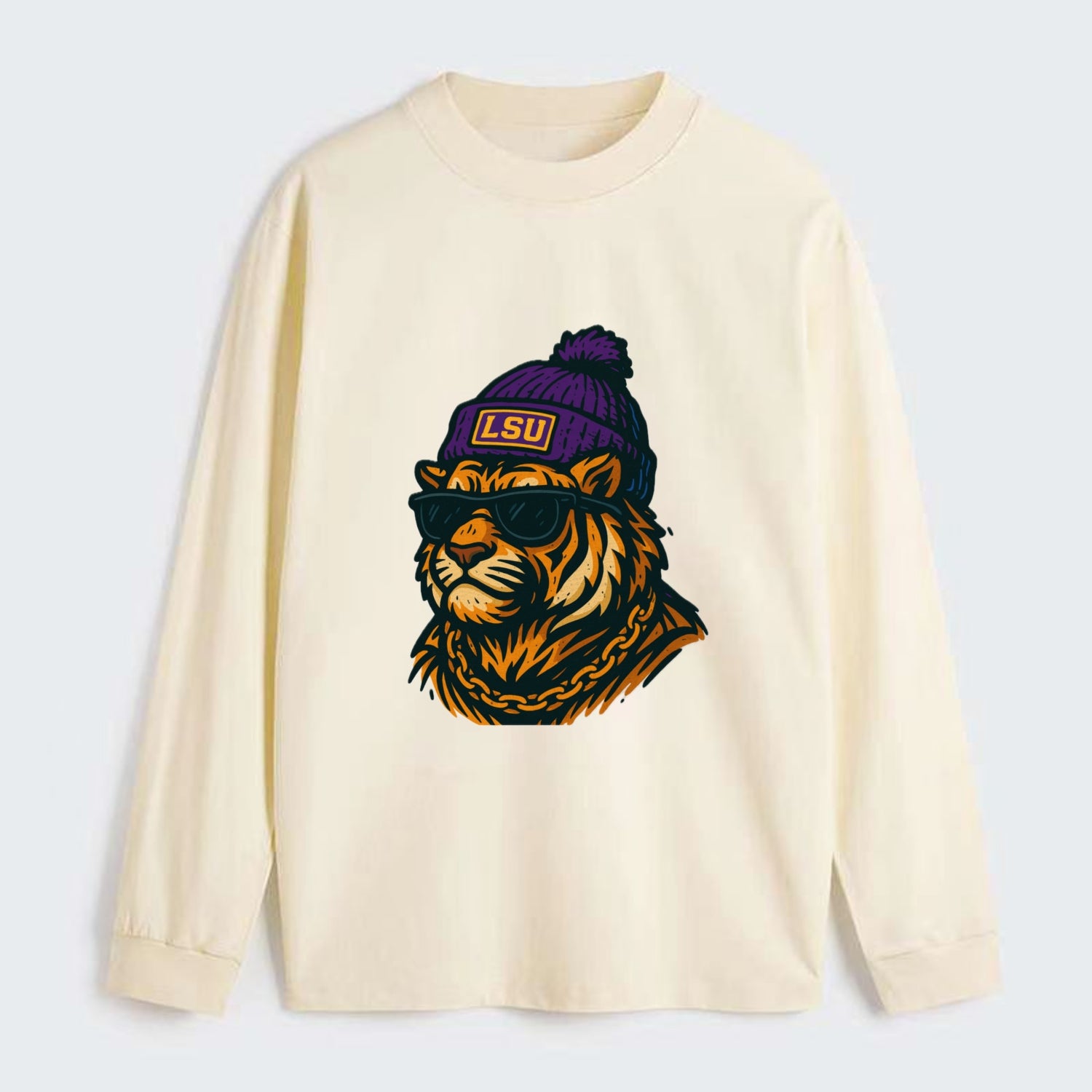 LSU Mike Tiger - Classic Long Sleeve Shirt - Beige