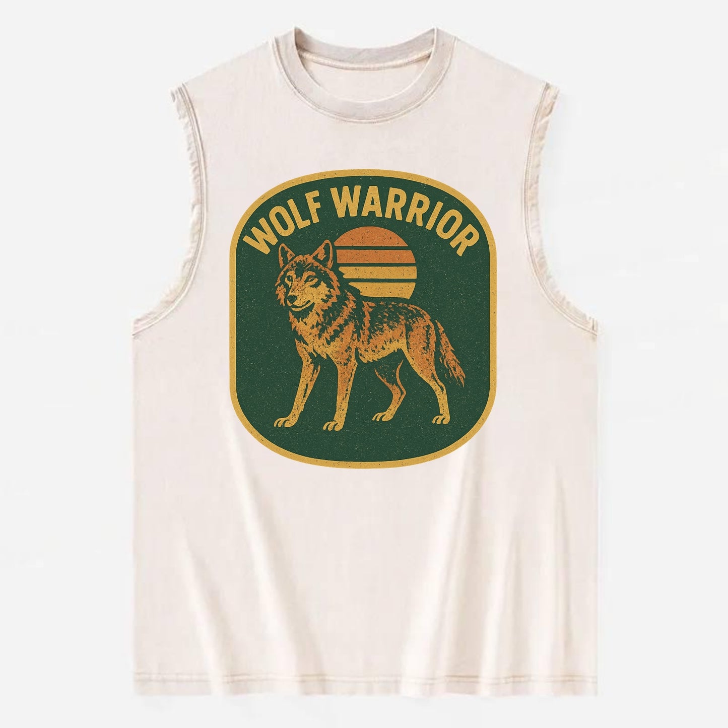 Wolf Warrior  - Vintage Washed Tank - Beige