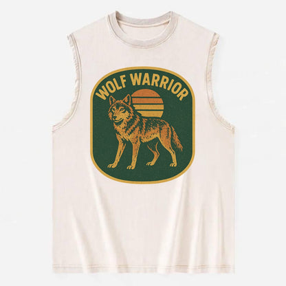 Wolf Warrior  - Vintage Washed Tank - Beige