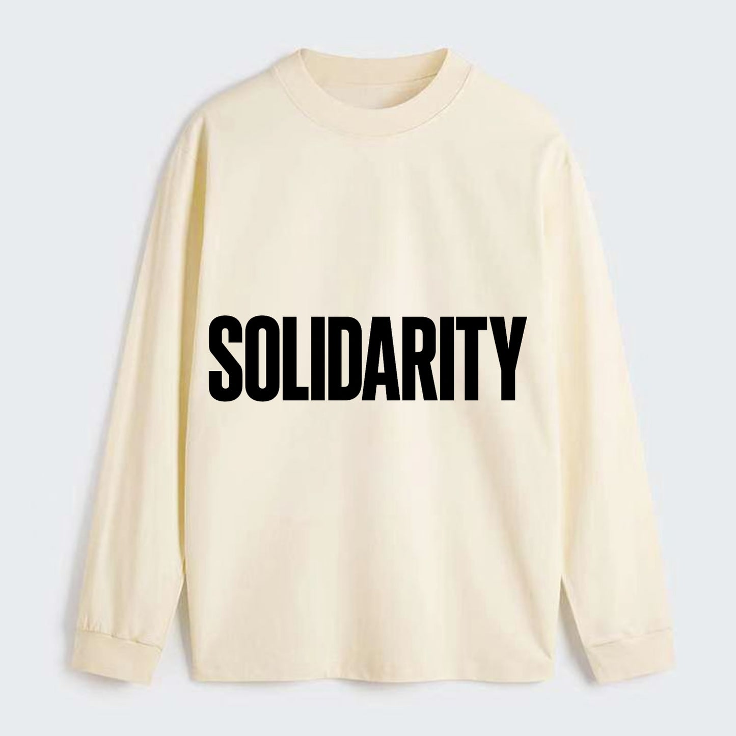 Bold typography design - "SOLIDARITY" - standing together, support - Classic Long Sleeve Shirt - Beige