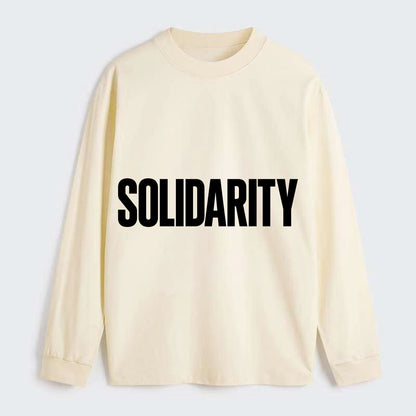 Bold typography design - "SOLIDARITY" - standing together, support - Classic Long Sleeve Shirt - Beige