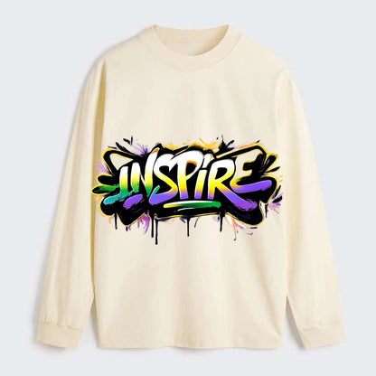 Bold typography design - "INSPIRE" - motivating others, being the spark - Classic Long Sleeve Shirt - Beige