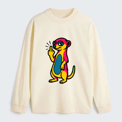 cute meerkat standing guard on hind legs, one front paw raised in sassy - Classic Long Sleeve Shirt - Beige