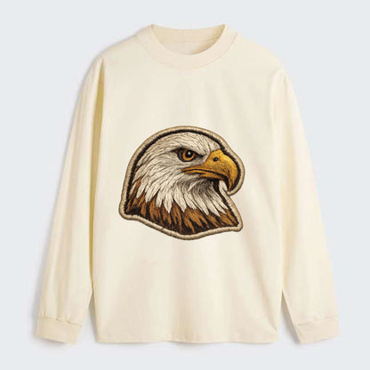 EAGLE HEAD PROFILE - majestic bald eagle in brown, white and gold , - Classic Long Sleeve Shirt - Beige