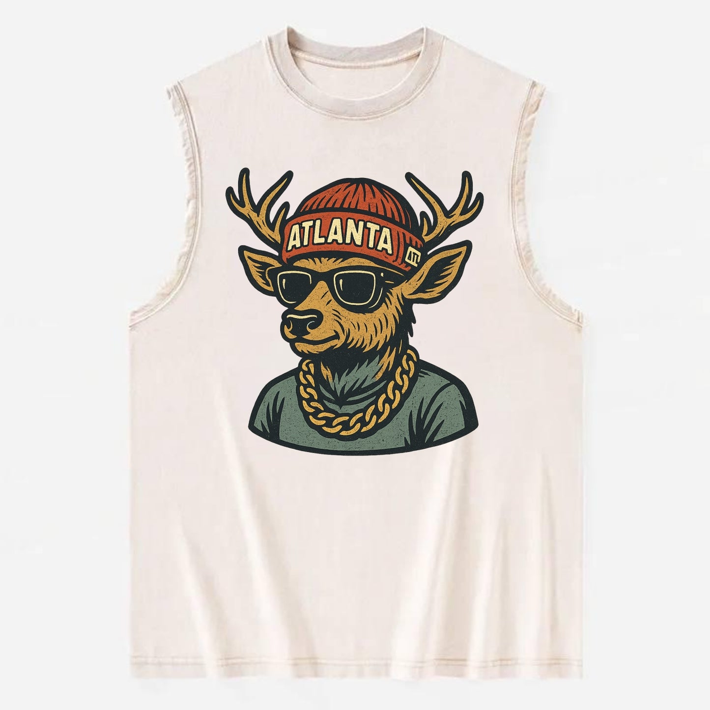 "deer" "atlanta" "atl" "red" "us South" - Vintage Washed Tank - Beige