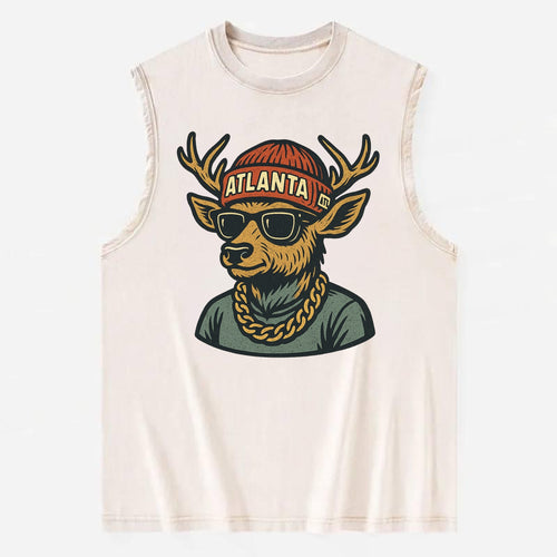 deer atlanta atl red us South - Vintage Washed Tank