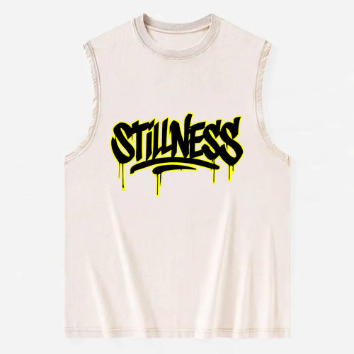 Bold typography design - STILLNESS - quiet power, peaceful presence - Vintage Washed Tank