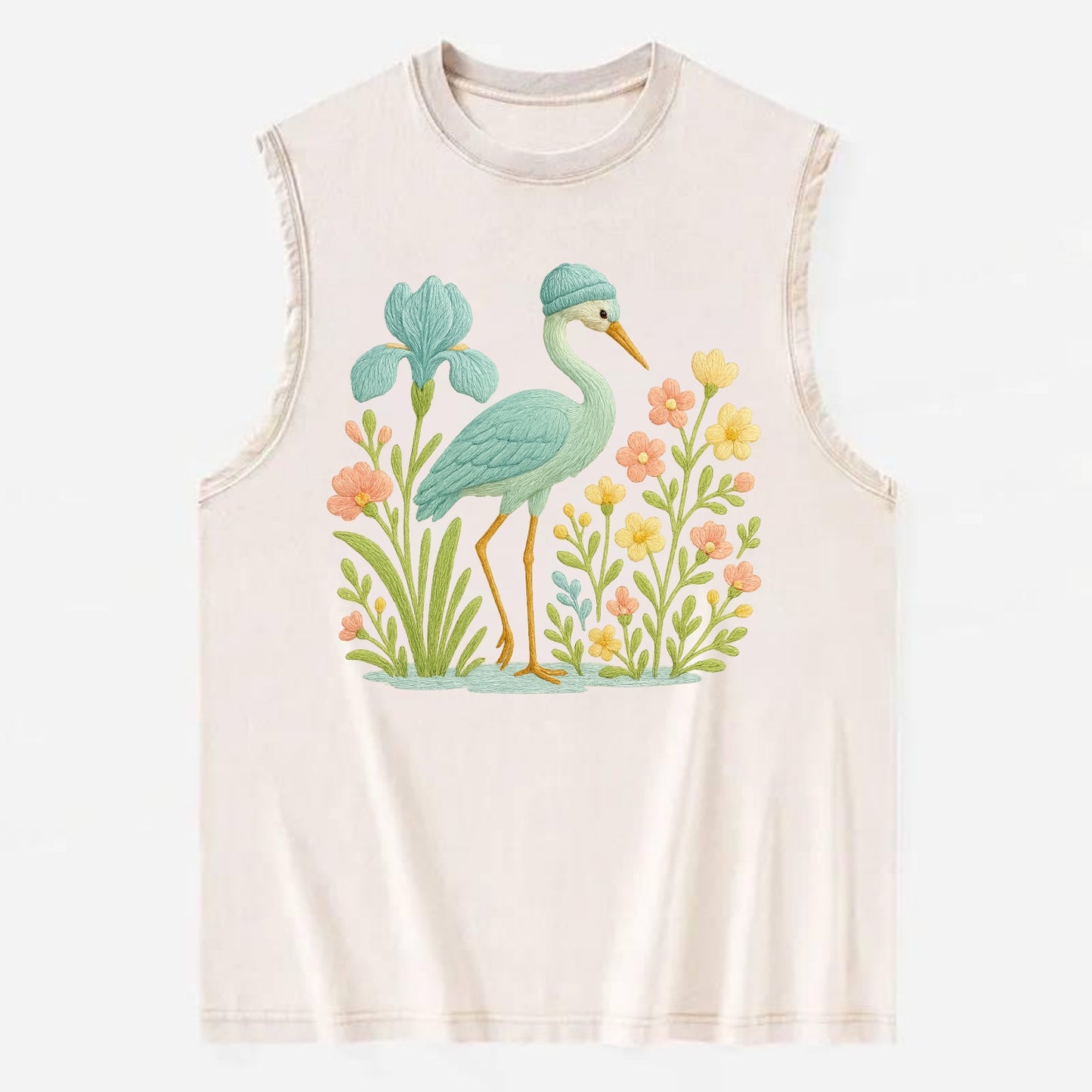 Mint Crane - Vintage Washed Tank - Beige