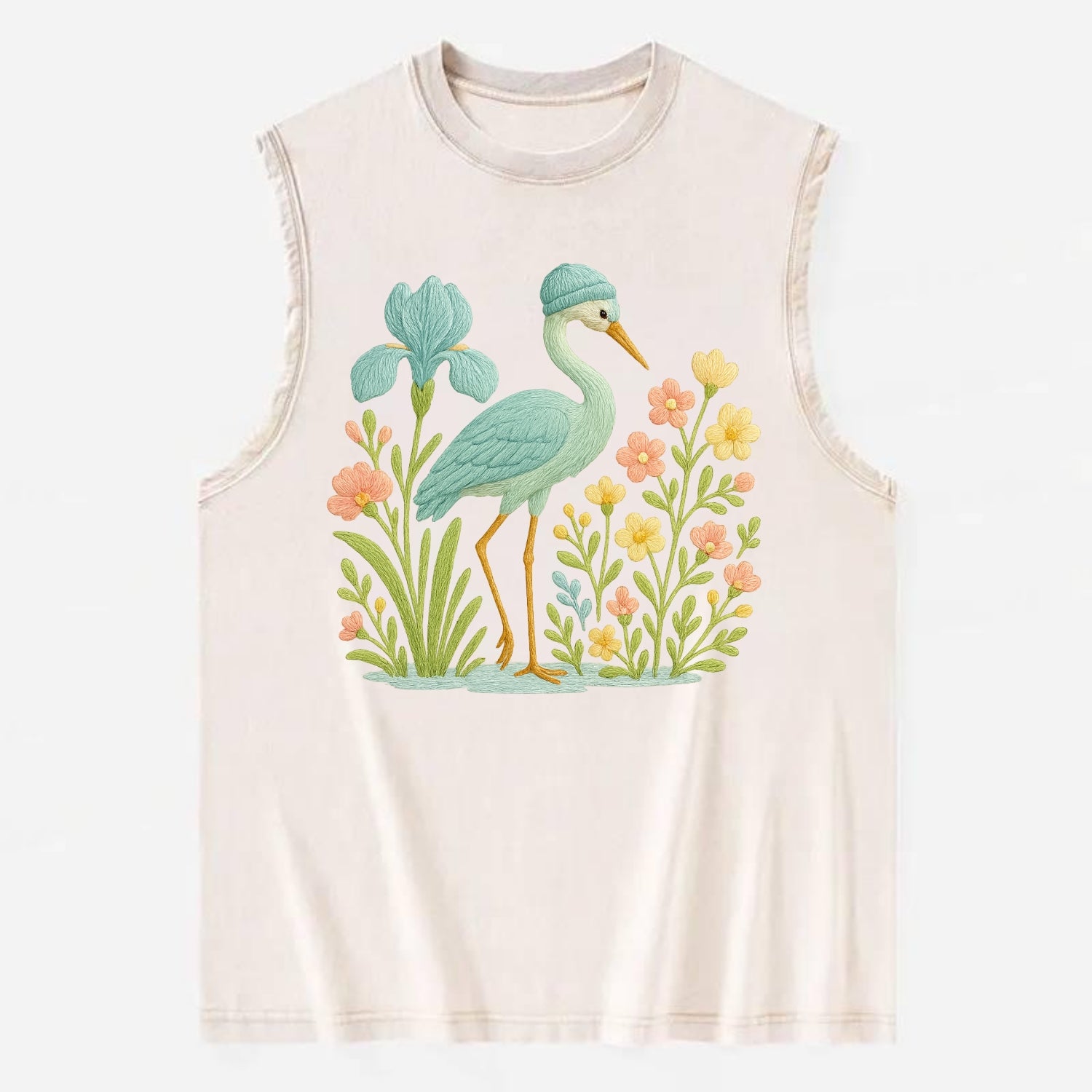 Mint Crane - Vintage Washed Tank - Beige