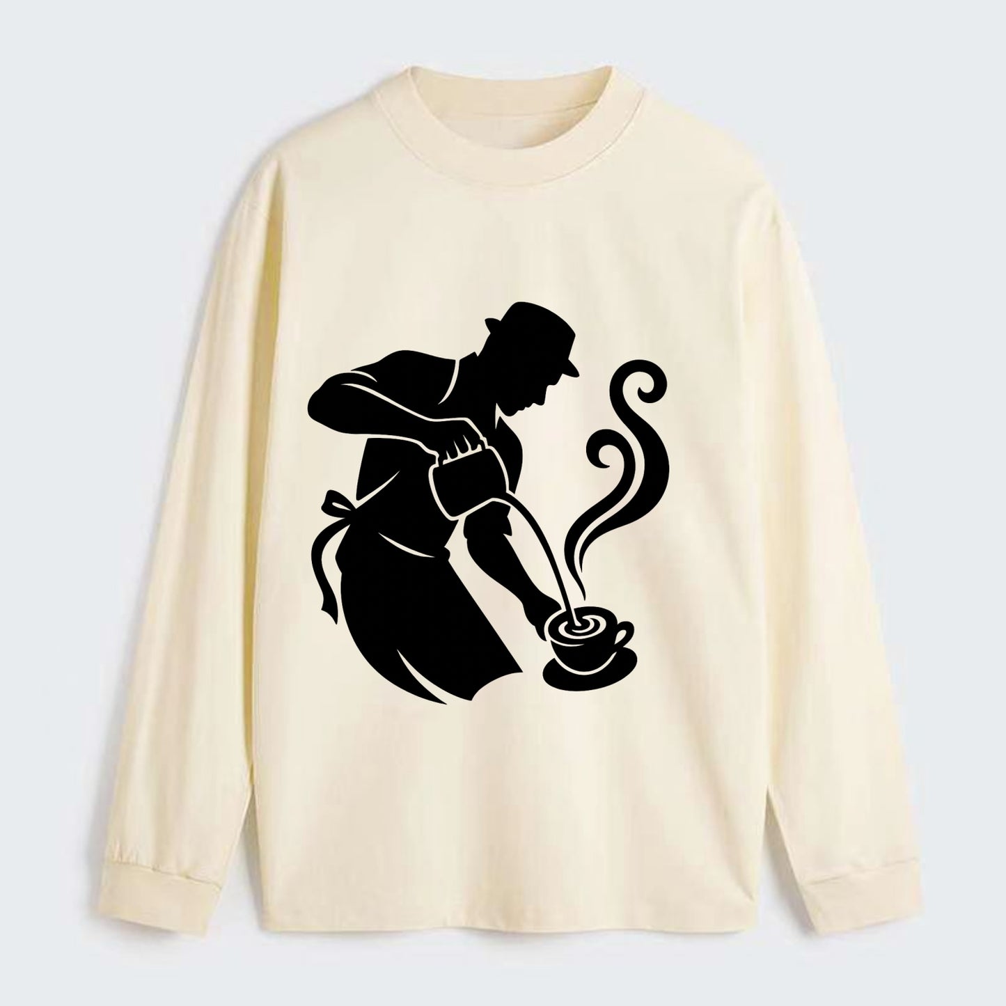 Barista creating latte art - Classic Long Sleeve Shirt - Beige