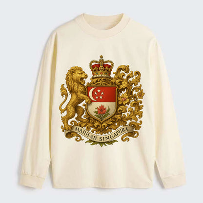 Singapore Merlion Emblem - Classic Long Sleeve Shirt - Beige