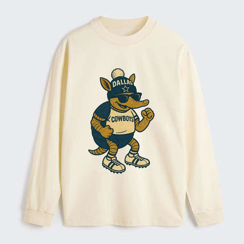 Dallas Armadillo wearing Cowboys beanie with lone star patch and - Classic Long Sleeve Shirt
