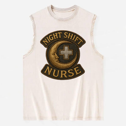 Night Shift Nurse  - Vintage Washed Tank - Beige