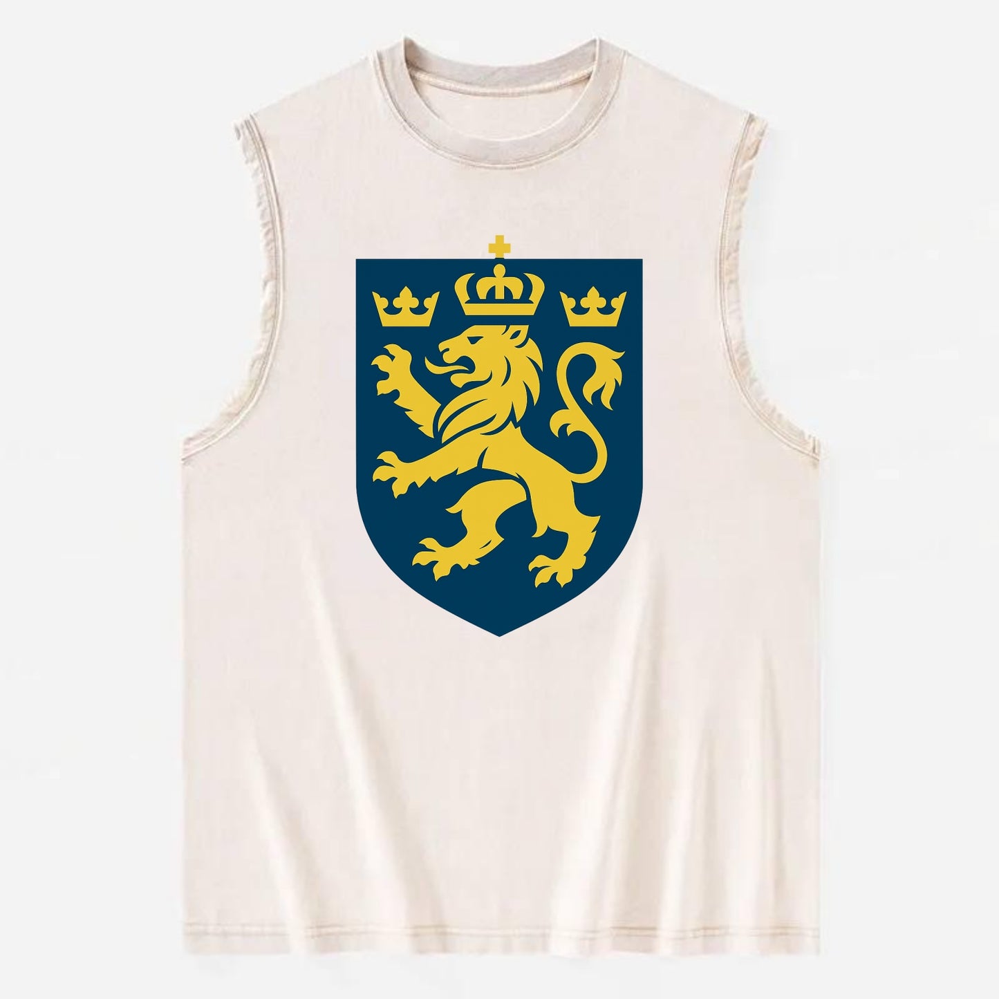 Sweden Three Crowns Emblem  - Vintage Washed Tank - Beige