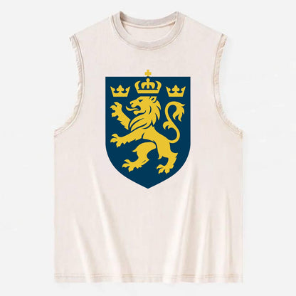 Sweden Three Crowns Emblem  - Vintage Washed Tank - Beige