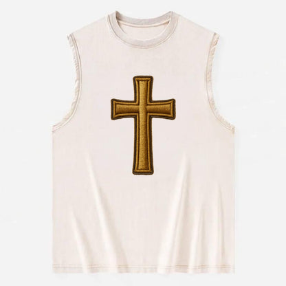 Latin Cross - Vintage Washed Tank - Beige