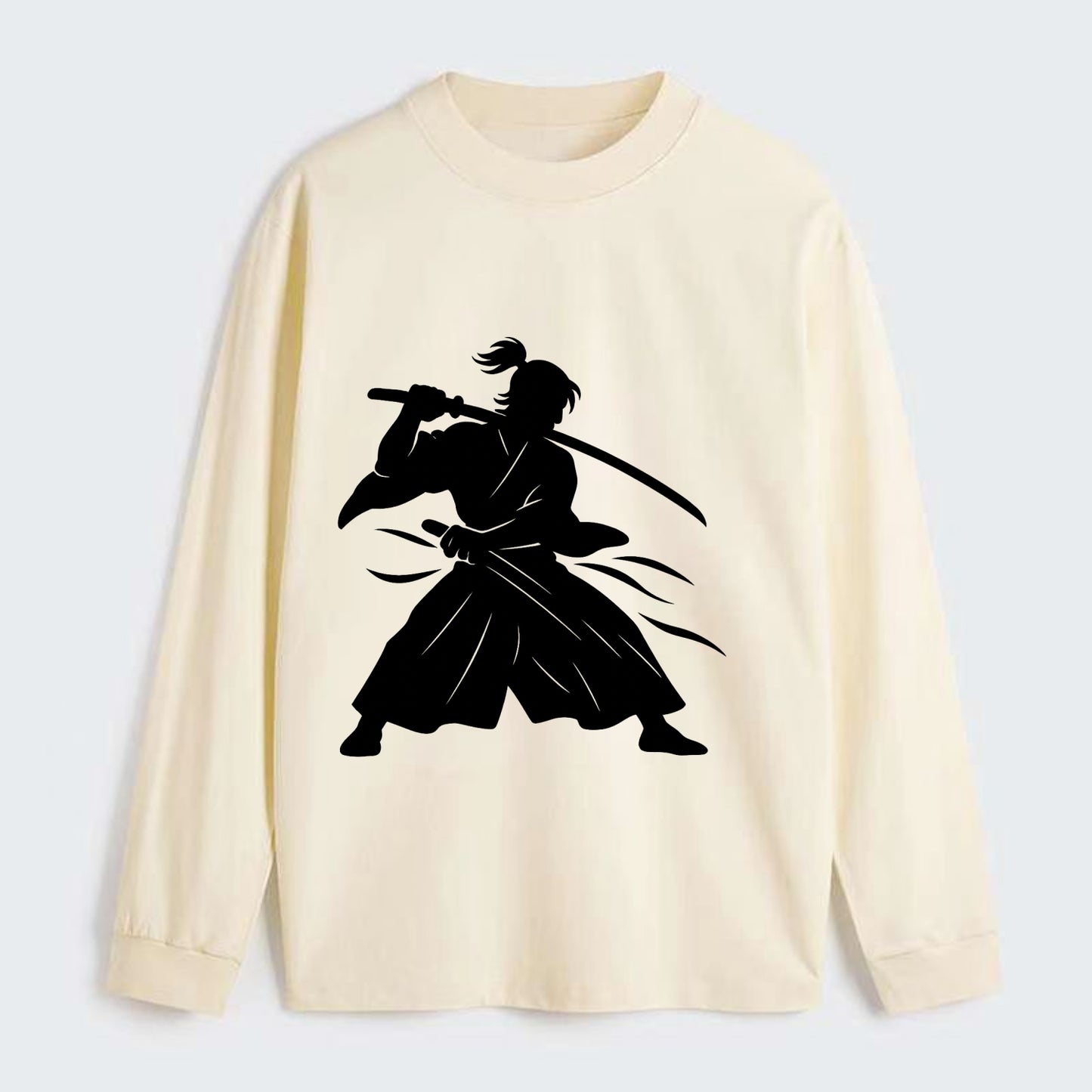 Japanese samurai sword draw - Classic Long Sleeve Shirt - Beige
