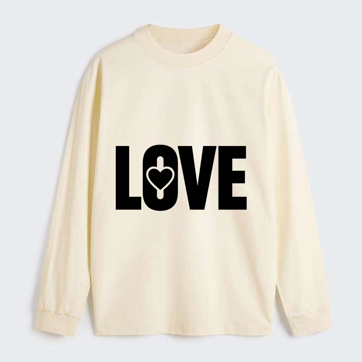 Bold typography design - "LOVE" - universal connection, heart centered - Classic Long Sleeve Shirt - Beige