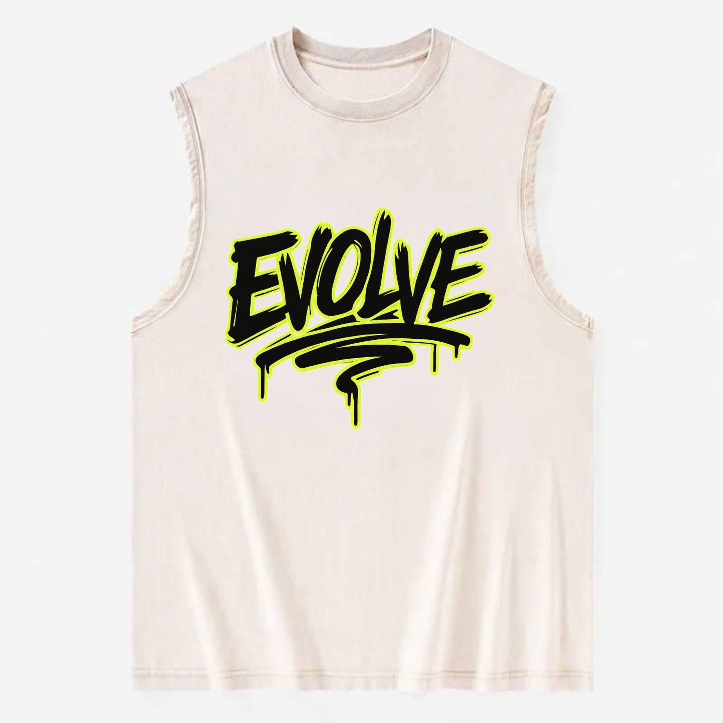 Bold typography design - "EVOLVE" - changing, becoming better - Vintage Washed Tank - Beige