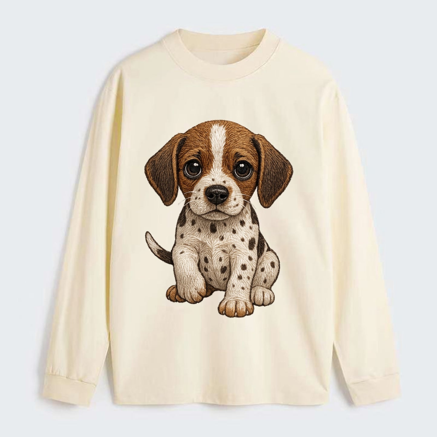 Baby Pointer Puppy - spotted coat, noble stance, alert eyes, - Classic Long Sleeve Shirt - Beige