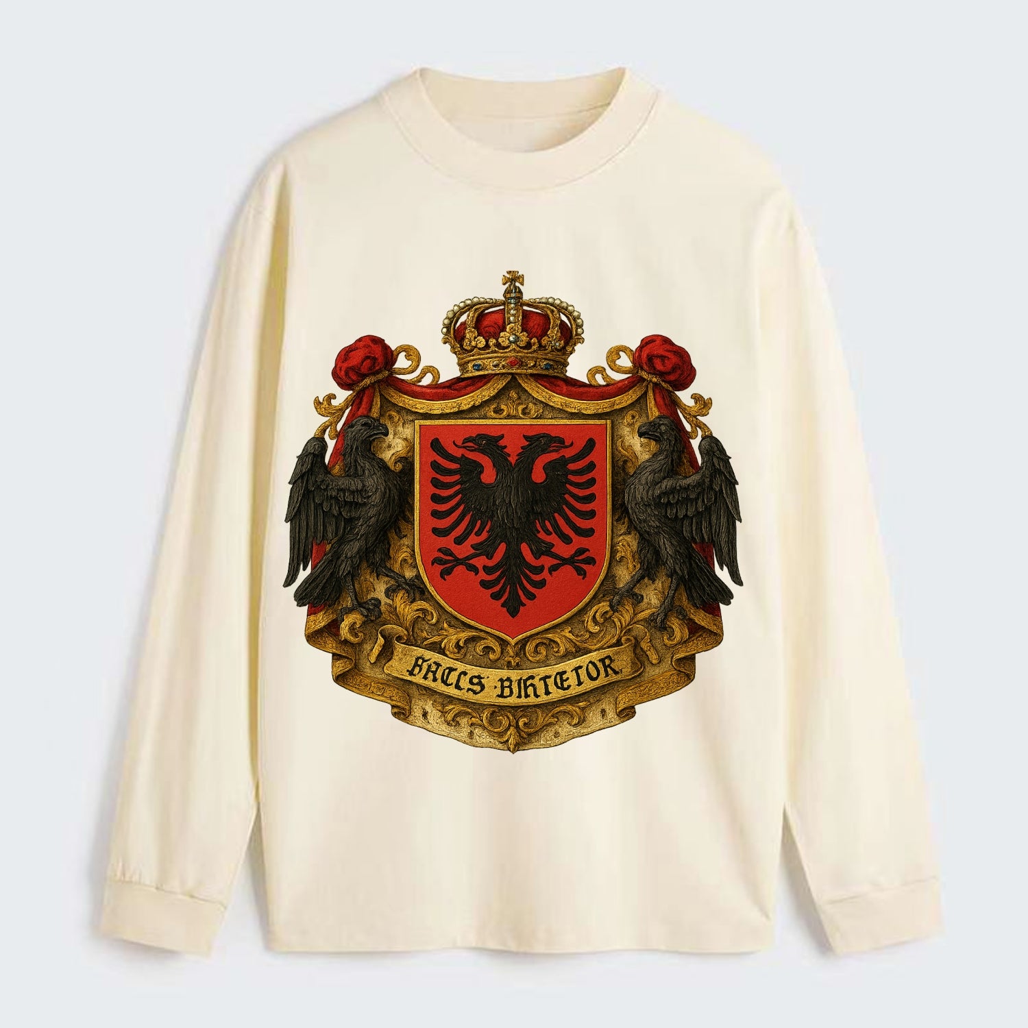 Albania Double Eagle Emblem - Classic Long Sleeve Shirt - Beige